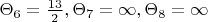 $\Theta_6=\frac{13}{2}, \Theta_7=\infty, \Theta_8=\infty$