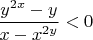 $\dfrac{y^{2x}-y}{x-x^{2y}}< 0$