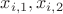 $x_{i,1} , x_ {i,2}$