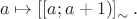 $$a  \mapsto \left[ \left[a;a+1\right) \right]_{\sim}.$$