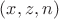 $(x,z,n)$