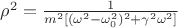 $\rho^2&=\frac{1}{m^2[(\omega^2-\omega_0^2)^2+\gamma^2\omega^2]}$