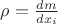 $\rho=\frac{dm}{dx_i}$
