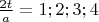 $\frac{2t}{a} = 1;2;3;4$
