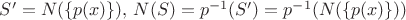 $S' = N(\{p(x)\}), \, N(S) = p^{-1} (S') = p^{-1} (N(\{p(x)\}))$