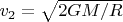 $v_2=\sqrt{2GM/R}$
