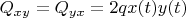 $Q_{xy}=Q_{yx}=2qx(t)y(t)$