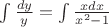 $\int\frac{dy}y=\int\frac{xdx}{x^2-1}$