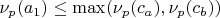 $\nu_p(a_1) \le \max(\nu_p(c_a), \nu_p(c_b))$