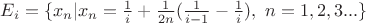 $ E_i = \{ x_n | x_n = \frac {1}{i} + \frac {1}{2n}(\frac1{i-1}-\frac1i),\  n = 1,2,3...\}$