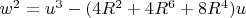 $w^2=u^3-(4R^2+4R^6+8R^4)u$