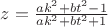 $z = \frac{{ak^2  + bt^2  - 1}}{{ak^2  + bt^2  + 1}}
$