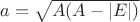 $\[a = \sqrt {A(A - \left| E \right|)} \]$