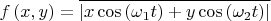 $$f\left( x,y \right)=\overline{\left| x\cos \left( {{\omega }_{1}}t \right)+y\cos \left( {{\omega }_{2}}t \right) \right|}$$