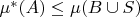 $\mu^*(A)\le \mu(B\cup S)$