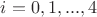 $i=0,1,...,4$