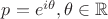 $p=e^{i\theta},\theta\in\mathbb{R}$