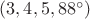 $(3,4,5,88^\circ)$ $(3,4,5,88^\circ)$