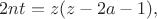 $$2nt=z(z-2a-1),$$