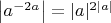 $\left|a^{-2a}\right| = |a|^{2|a|}$