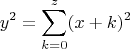 $$y^2=\sum_{k=0}^z (x+k)^2$$