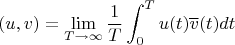 $$(u,v)=\lim_{T\to\infty}\frac{1}{T}\int_{0}^Tu(t)\overline v(t)dt$$