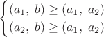 $$\begin{cases}\lbig(a_1,\;b\rbig)\ge\lbig(a_1,\;a_2\rbig)\\\lbig(a_2,\;b\rbig)\ge\lbig(a_1,\;a_2\rbig)\end{cases}$$
