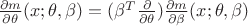 $\frac{\partial m}{\partial \theta}(x;\theta ,\beta )=(\beta ^T\frac{\partial}{\partial \theta})\frac{\partial m}{\partial \beta}(x;\theta ,\beta )$