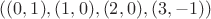$((0, 1), (1, 0), (2, 0), (3, -1))$