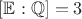 $[\mathbb E:\mathbb Q]=3$