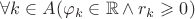 $\forall k\in A (\varphi_k\in \mathbb{R} \wedge r_k\geqslant 0)$