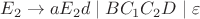 $E_2\rightarrow aE_2d\mid BC_1C_2D\mid\varepsilon$