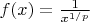 $f(x)=\frac1{x^{1/p}}$
