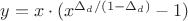$y = x \cdot (x^{\Delta_d/(1-\Delta_d)}-1)$