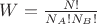 $W = \frac{N!}{N_A! N_B!}$