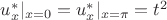 $u^*_x|_{x=0}=u^*_x|_{x=\pi} = t^2$
