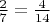 $\frac{2}{7}=\frac{4}{14}$