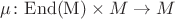 $\mu\colon \mathrm{End(M)}\times M\to M$