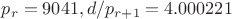 $p_r=9041, d/p_{r+1}=4.000221$
