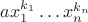 $ax_1^{k_1}\ldots x_n^{k_n}$ $ax_1^{k_1}\ldots x_n^{k_n}$