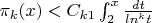 \pi_k(x) < C_{k1}\int_{2}^{x}{\frac {dt} {ln^k t}}