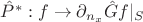 $\hat{P}^*: f\to \partial_{n_x}\hat{G}f|_S$