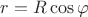 $r = R\cos\varphi$