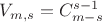 $V_{m,s} = C_{m-s}^{s-1}$