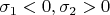 $\sigma_1 < 0, \sigma_2 > 0$