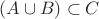 $(A \cup B) \subset C$