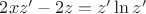$2xz'-2z=z'\ln z'$