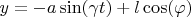 $y=-a \sin(\gamma t) + l \cos(\varphi)$
