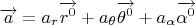 $\overrightarrow{a}=a_r \overrightarrow{r^0}+a_{\theta} \overrightarrow{\theta^0}+a_{\alpha} \overrightarrow{\alpha^0}$