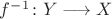 $f^{-1}\colon Y\longrightarrow X$